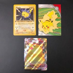 Pikachu Vmax Full Art & 2 Vintage Pikachu cards